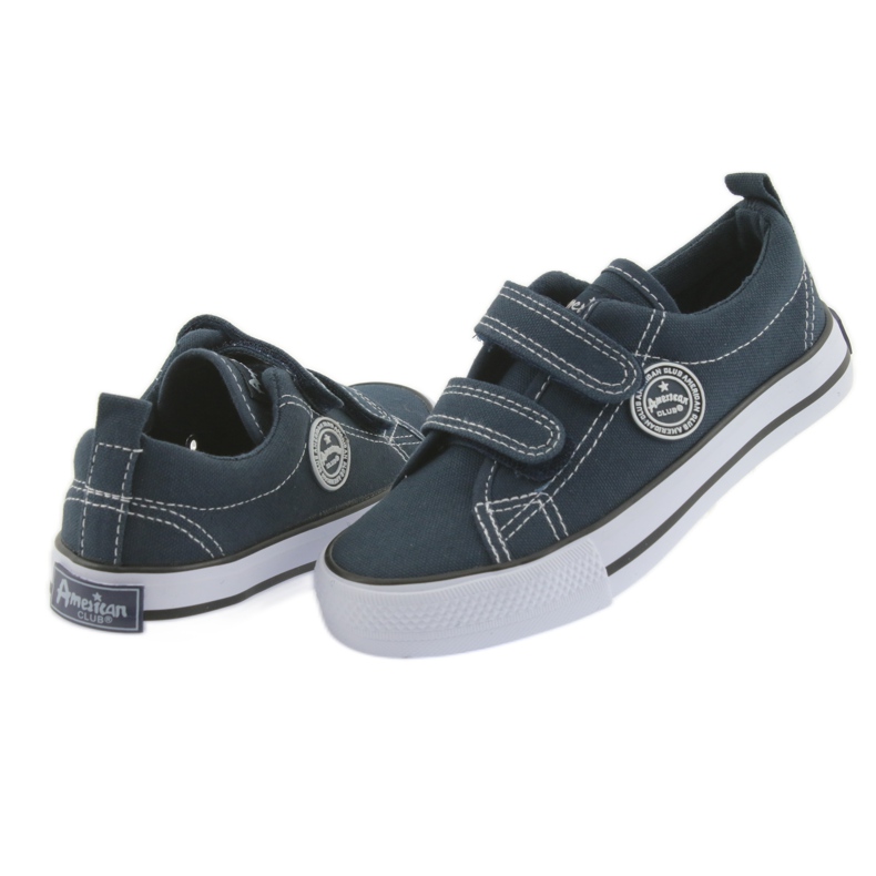 Marineblaue Turnschuhe American Club mit zwei Klettverschlüssen weiß navy blau 6