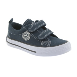 Marineblaue Turnschuhe American Club mit zwei Klettverschlüssen weiß navy blau 2