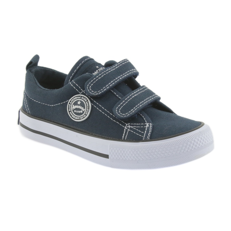 Marineblaue Turnschuhe American Club mit zwei Klettverschlüssen weiß navy blau 2