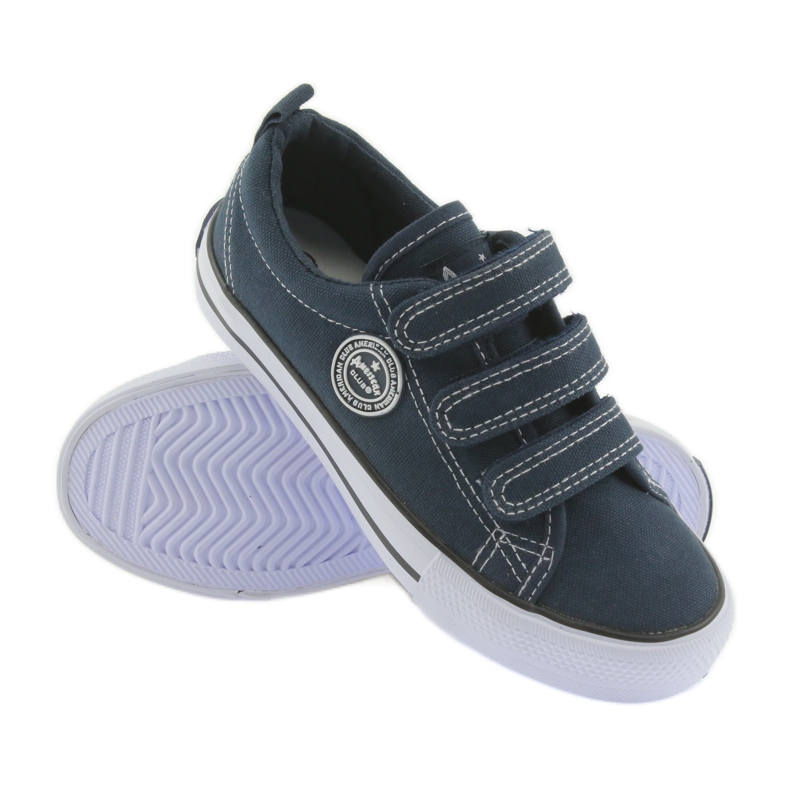 American Club marineblaue Sneakers mit Klettverschluss weiß 3