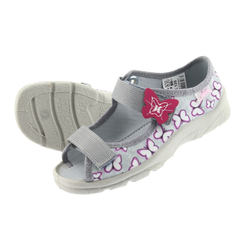 Befado Kindersandalen Schmetterlinge 969X135 lila grau rosa 4