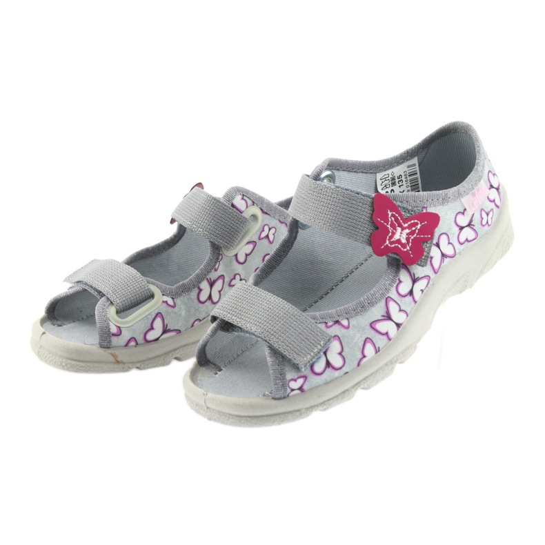 Befado Kindersandalen Schmetterlinge 969X135 violett grau rosa 3