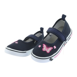 Atletico marineblaue Ballerinas, Ledereinsatz grau rosa 4