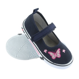 Atletico marineblaue Ballerinas, Ledereinsatz grau rosa 3