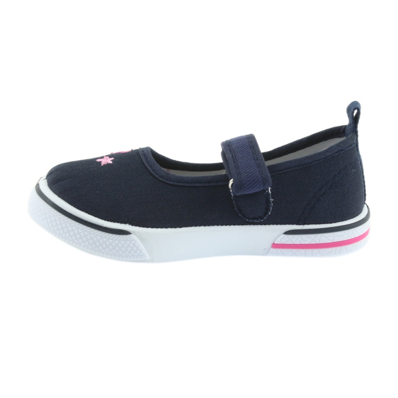 Atletico marineblaue Ballerinas, Ledereinsatz grau rosa 2