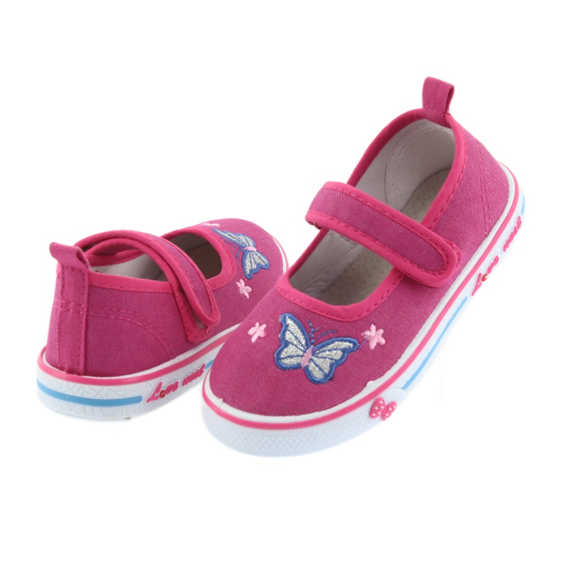 Atletico rosa Ballerinas Sneakers, Ledereinsatz blau 5
