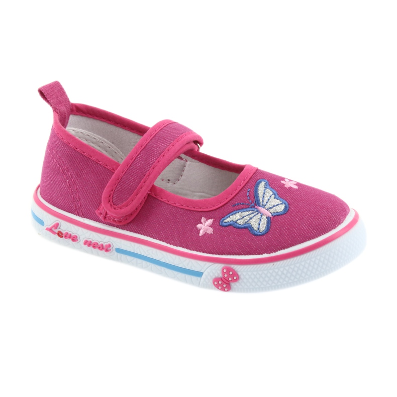Atletico rosa Ballerinas Sneakers, Ledereinsatz blau 1