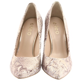 Damen Pumps Edeo 3313 Schlangenleder beige golden 5
