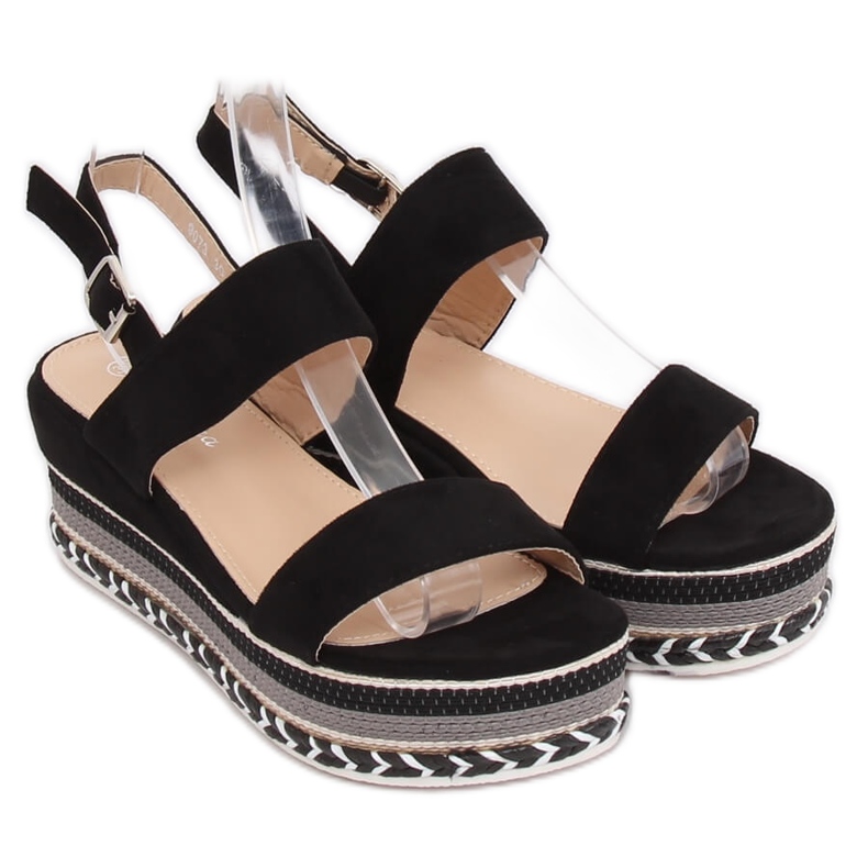 Sandalen mit hoher Sohle Schwarz 9073 Schwarz 2