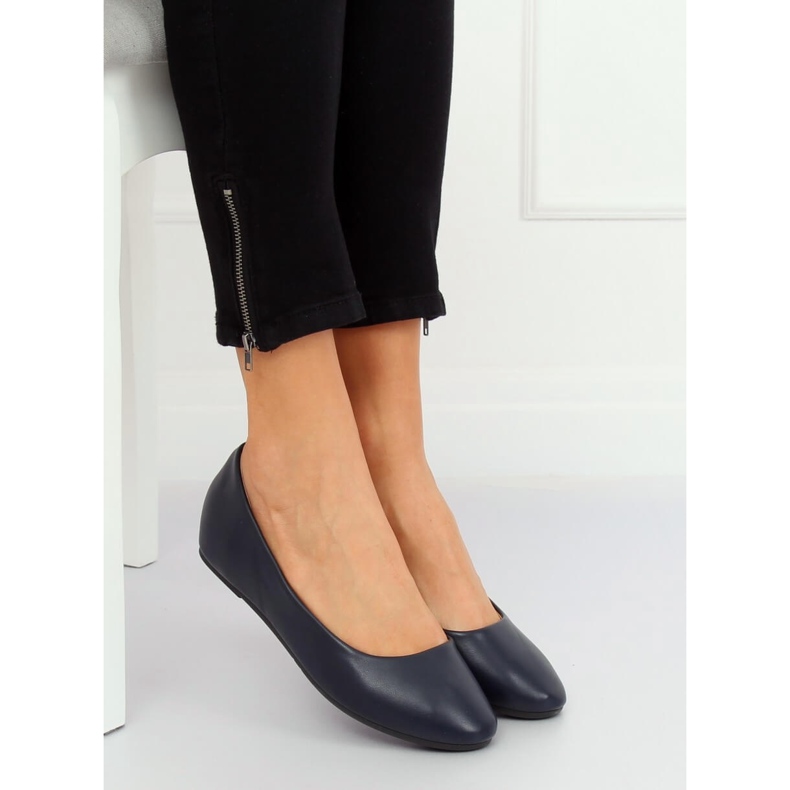 Ballerinas auf Keilabsatz marineblau 7849-P DK. Blau navy blau 1