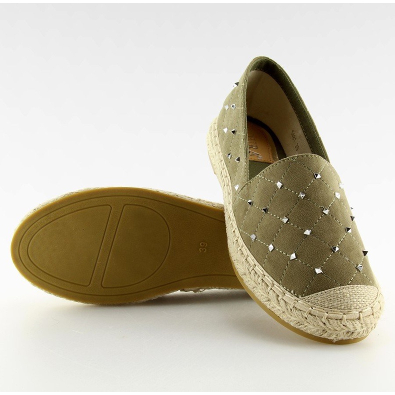 Espadrilles mit Nieten grün 5481 Grün II-GAT 1