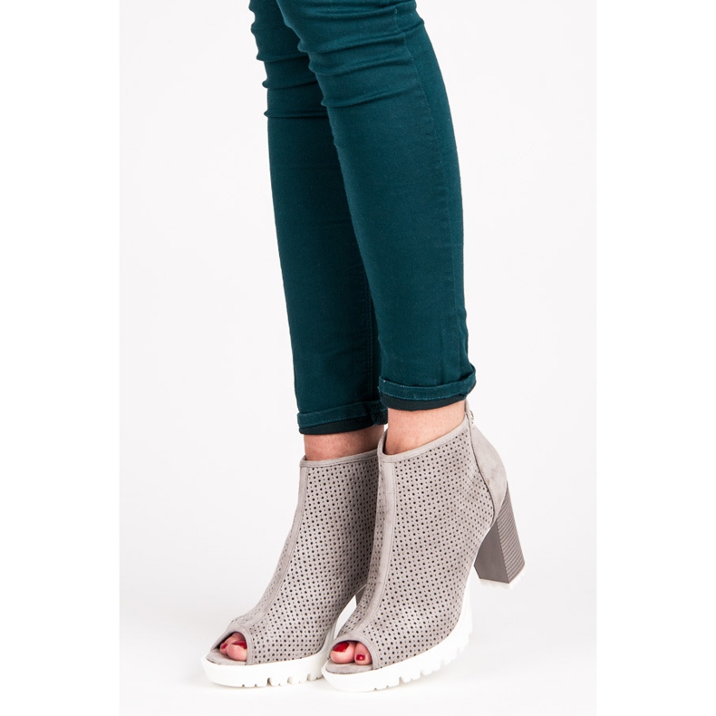 Vices Openwork Stiefel mit offener Zehenpartie grau 1