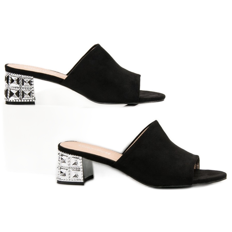 Lucky Shoes Hochhackige Sandalen aus Wildleder schwarz 2