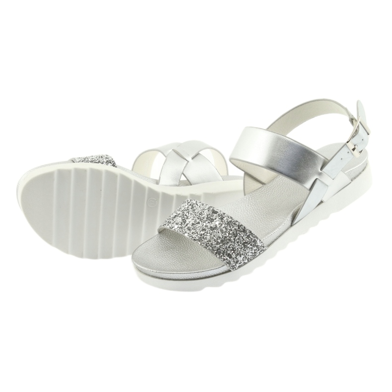 Filippo Sandalen bequemer Silber 685 Brokatband 4