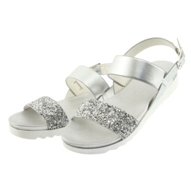 Filippo Sandalen bequemer Silber 685 Brokatband 3