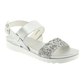 Filippo Sandalen bequemer Silber 685 Brokatband 1