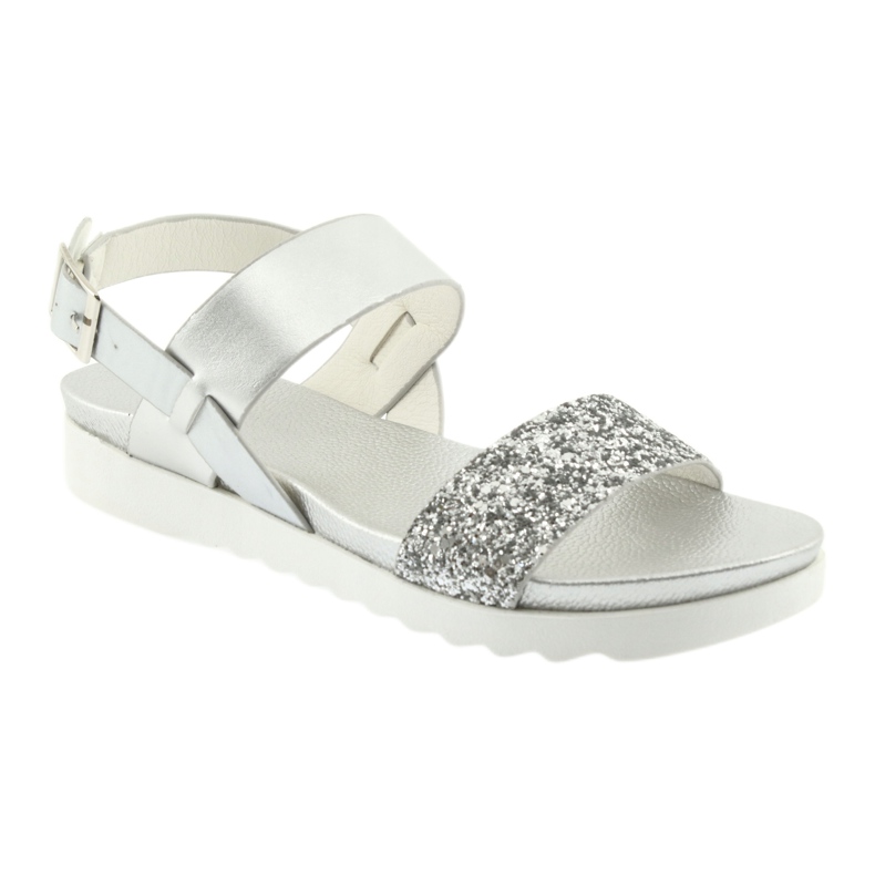 Filippo Sandalen bequemer Silber 685 Brokatband 1