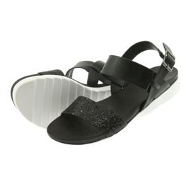 Bequeme schwarze Filippo 685 Sandalen mit Glitzer 4