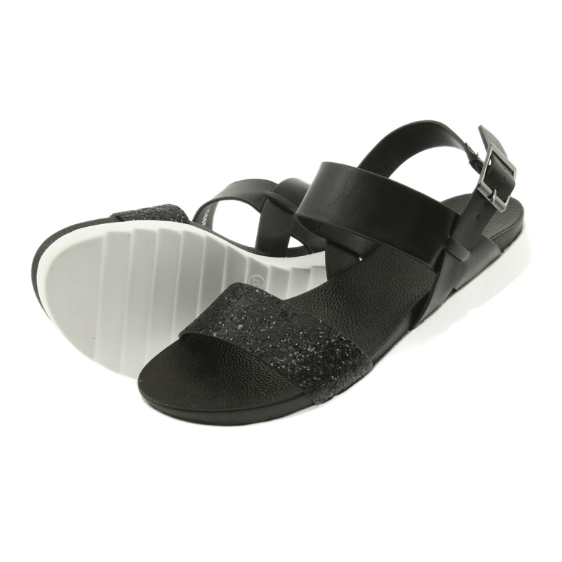 Bequeme schwarze Filippo 685 Sandalen mit Glitzer 4
