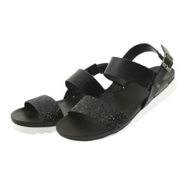 Bequeme schwarze Filippo 685 Sandalen mit Glitzer 3