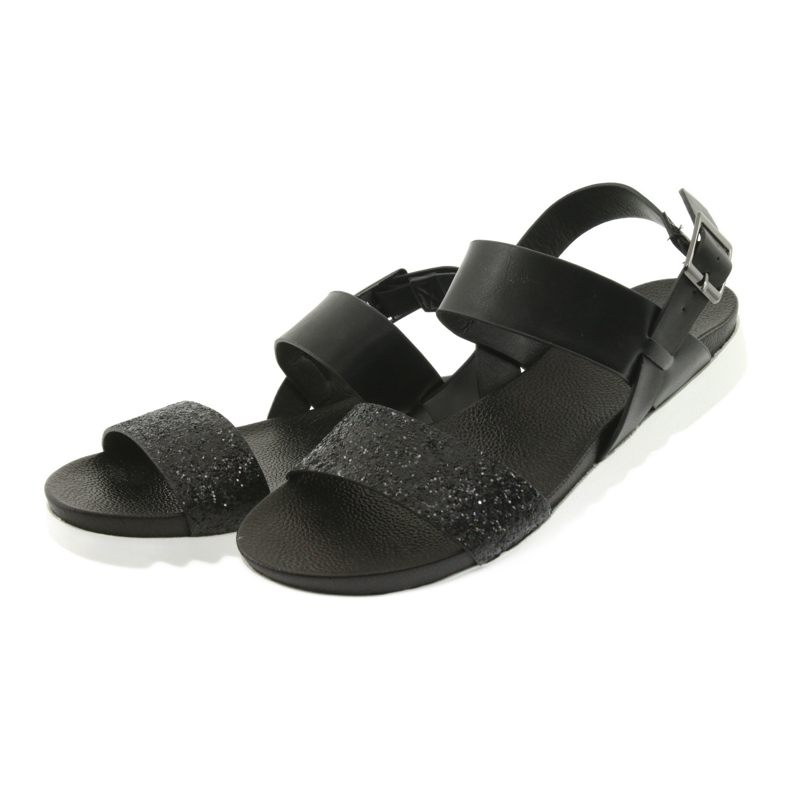Bequeme schwarze Filippo 685 Sandalen mit Glitzer 3