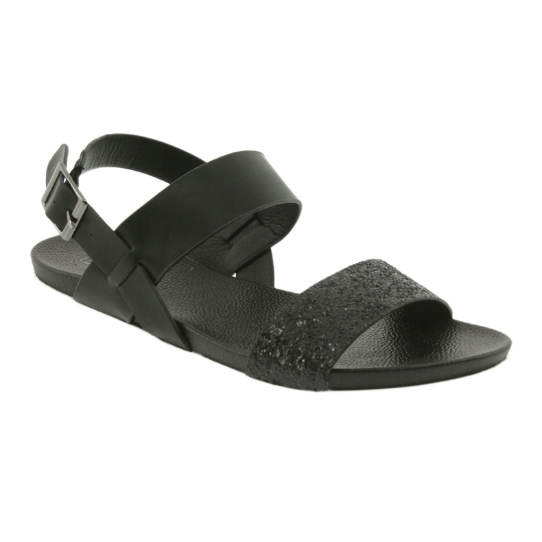 Bequeme schwarze Filippo 685 Sandalen mit Glitzer 1