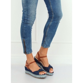 Sandalen mit Keilabsatz marineblau B165 Navy 1