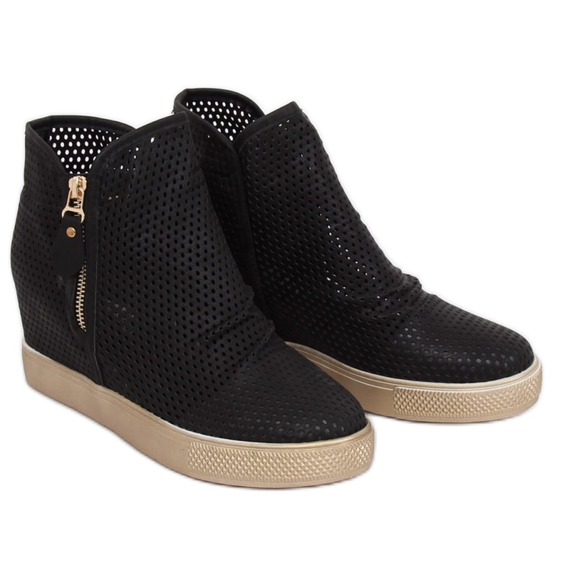 Schwarze durchbrochene Sneakers KL-261 Black 1