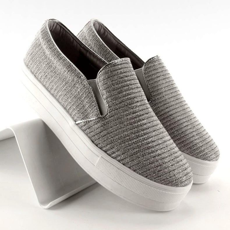 Slip-on-Rippenmaterial T225P Silber grau 1