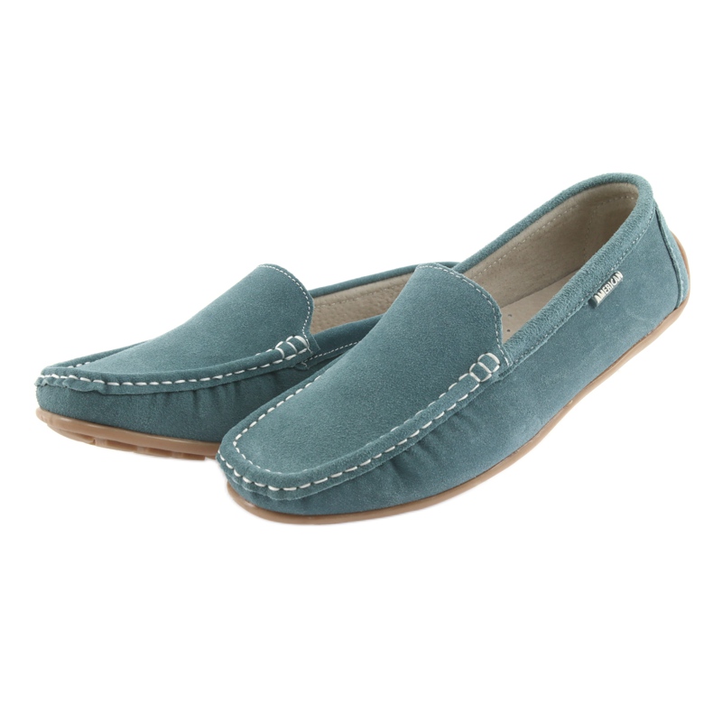 American Club Damenslipper, jeansblaues Leder 3