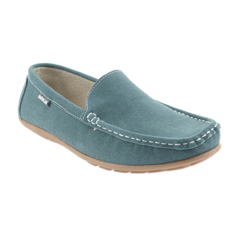 American Club Damenslipper, jeansblaues Leder 1