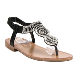 SHELOVET Japanische Sandalen zum Hineinschlüpfen schwarz 1