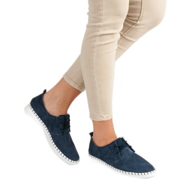 Durchbrochene Lederschuhe blau 2