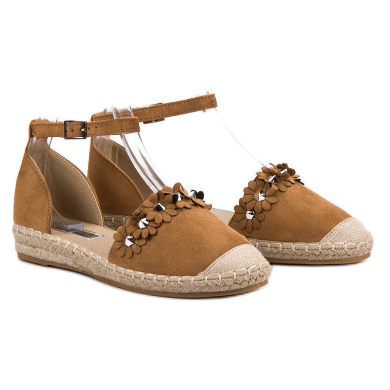 Best Shoes Kamel-Espadrilles mit Blumen braun 1