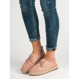 Small Swan Brogues aus Wildleder mit Lochmuster rosa 1