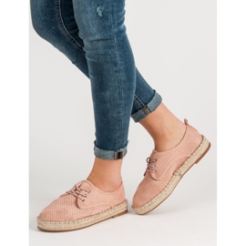 Small Swan Brogues aus Wildleder mit Lochmuster rosa 2