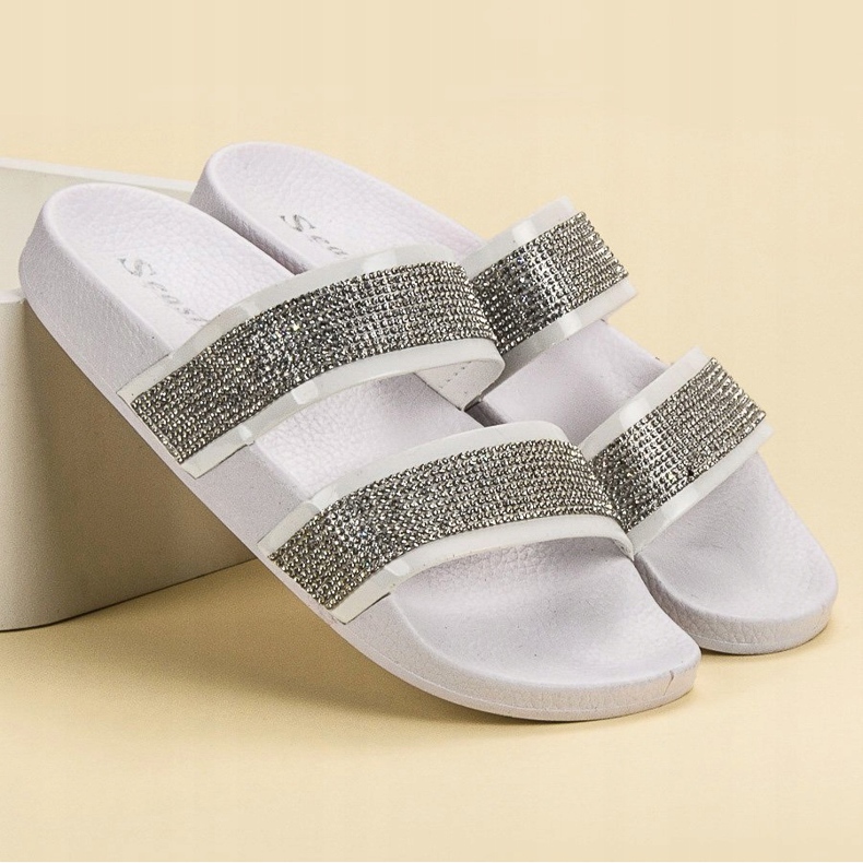 Seastar Weiße Hausschuhe mit Kristallen mehrfarbig 1