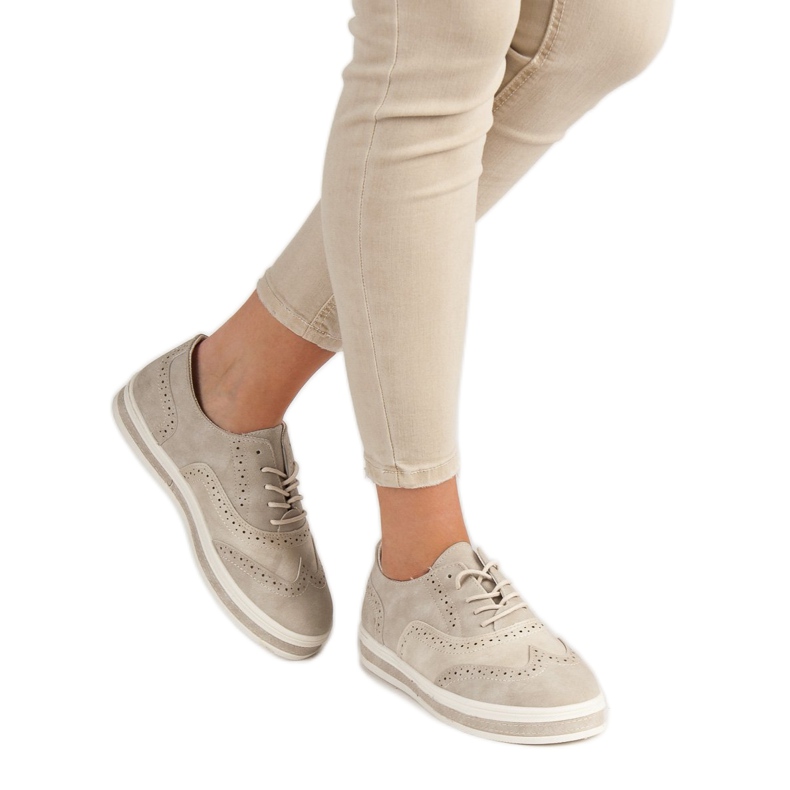 SHELOVET Beige Brogues 1