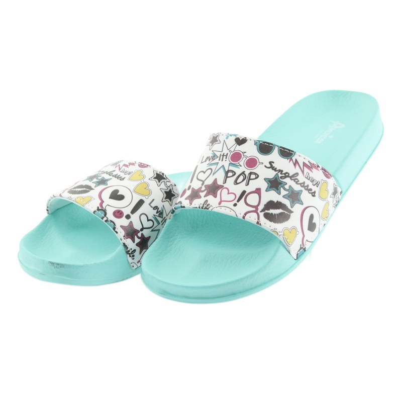 American Club grün profilierte Sonnenbrille Hausschuhe weiß schwarz rosa 3