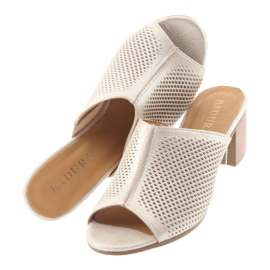 Badura 5311 goldene Damenpantoffeln gelb mehrfarbig 4