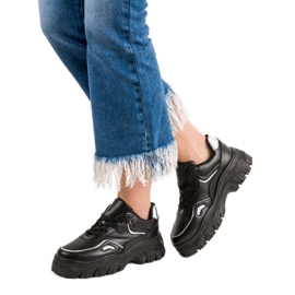 SHELOVET Schwarze Sneaker mit Holo-Effekt 2