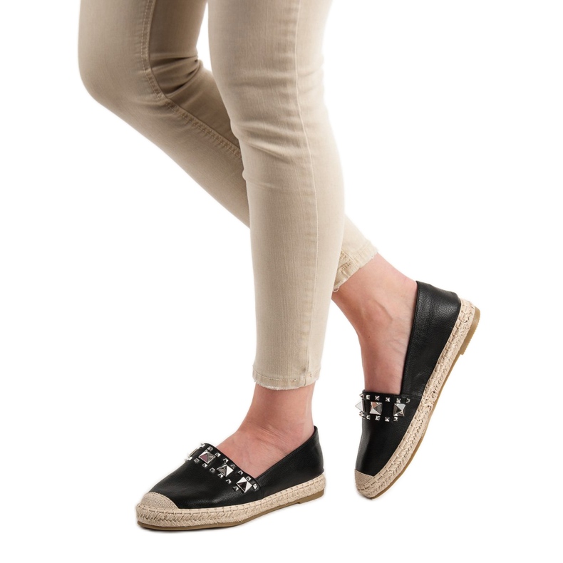 Janessa Espadrilles mit Nieten schwarz 2