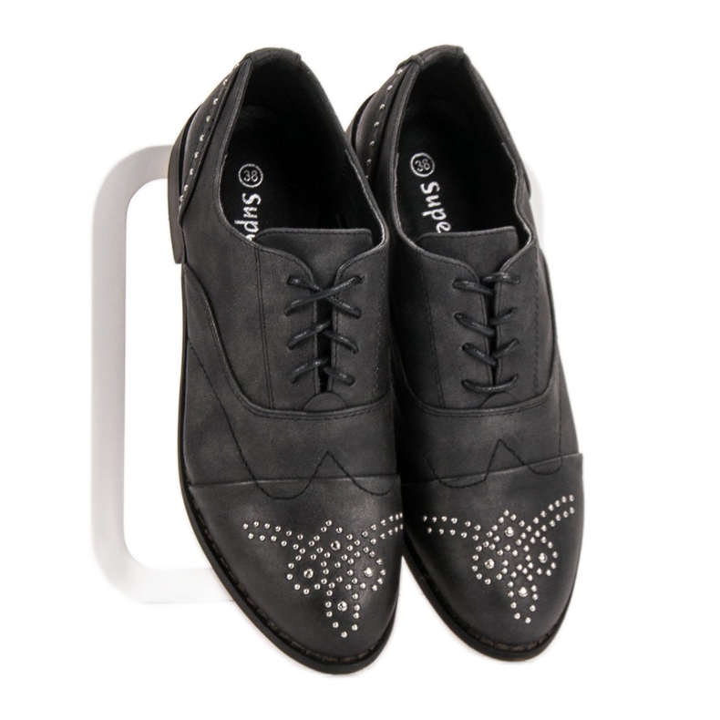 Primavera Brogues mit Strasssteinen grau 1