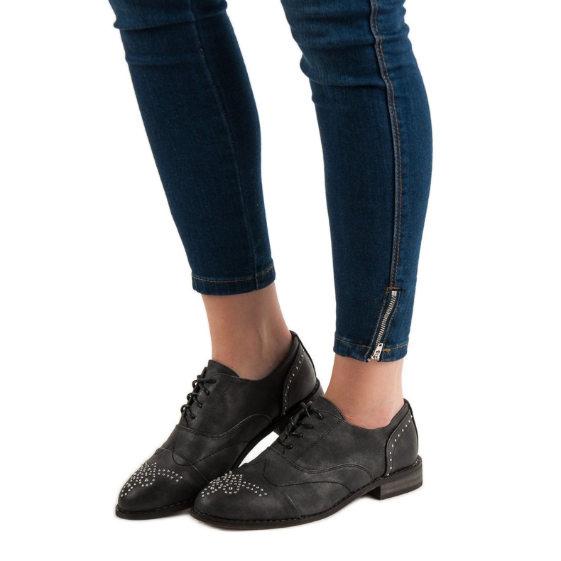 Primavera Brogues mit Strasssteinen grau 2