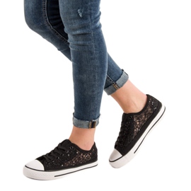 SHELOVET Spitzenturnschuhe schwarz 2