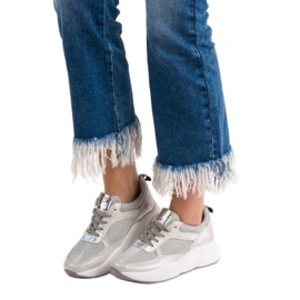 Ideal Shoes Silberne Sportschuhe grau 1