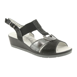 Filippo Bequeme Keilsandalen aus Leder schwarz grau 1