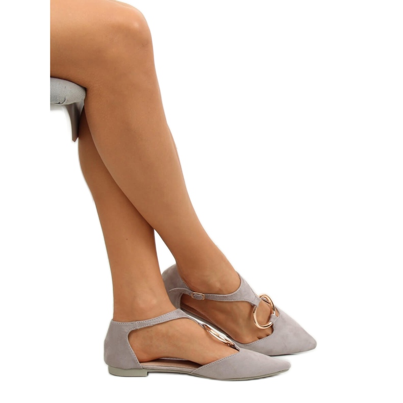 Graue offene Ballerinas JN7119 L. GRAU 2