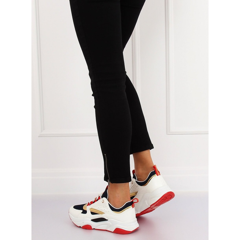 Mehrfarbige Sportschuhe BK008-47 WEISS / BLAU weiß navy blau 1