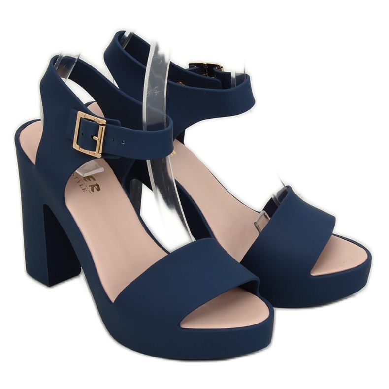 Hochhackige Sandalen Meliski KM202 Marineblau navy blau 1